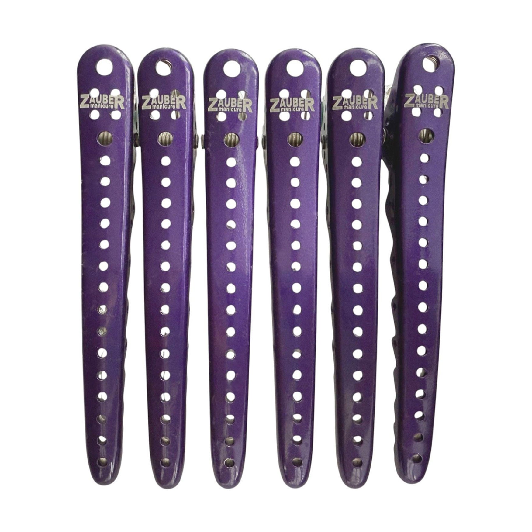 Перукарський затискач для волосся Zauber-manicure металевий, фіолетовий, 6 шт (06-095C-6)